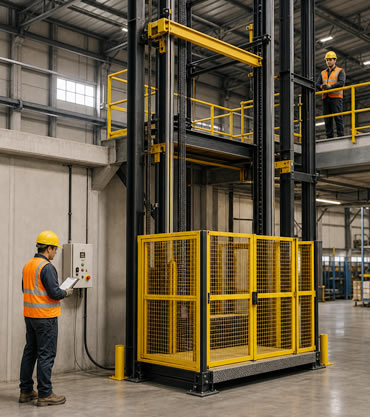 Ascensores de carga diseñados para mover materiales entre niveles con seguridad, control y continuidad operativa. IMPROCOL. Bogotá, Colombia