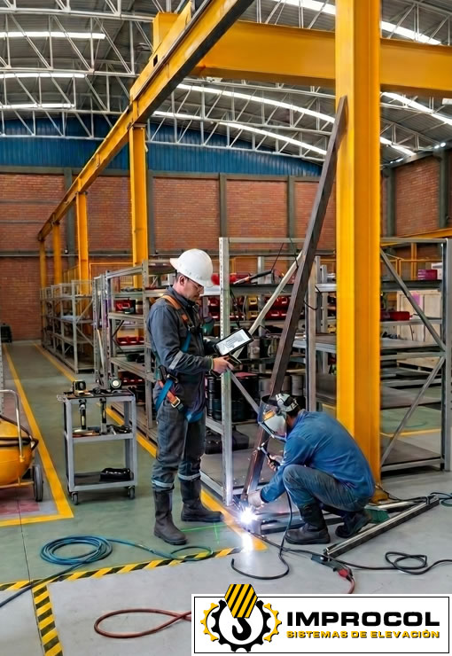 Personal técnico preparado para instalar, ajustar y poner en marcha soluciones de carga con precisión y seguridad. IMPROCOL. Bogotá, Colombia